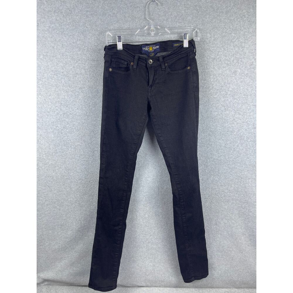 Lucky Brand Charlie Skinny Jeans Women's‎ 2 Black Dark Wash Low Rise Casual